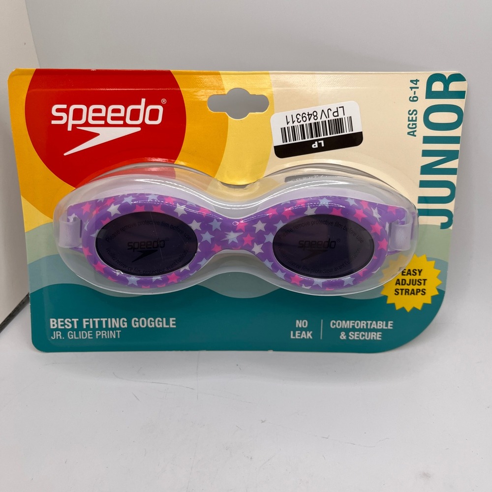 Speedo Junior Glide Print Swim Goggles Kids‎ 1SZ Purple NEW Star Pattern